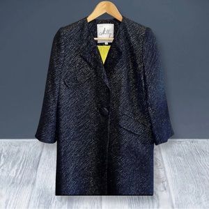 Original Milly Of New York Black Shimmer  Women’s Jacket Green Lining Size 6
